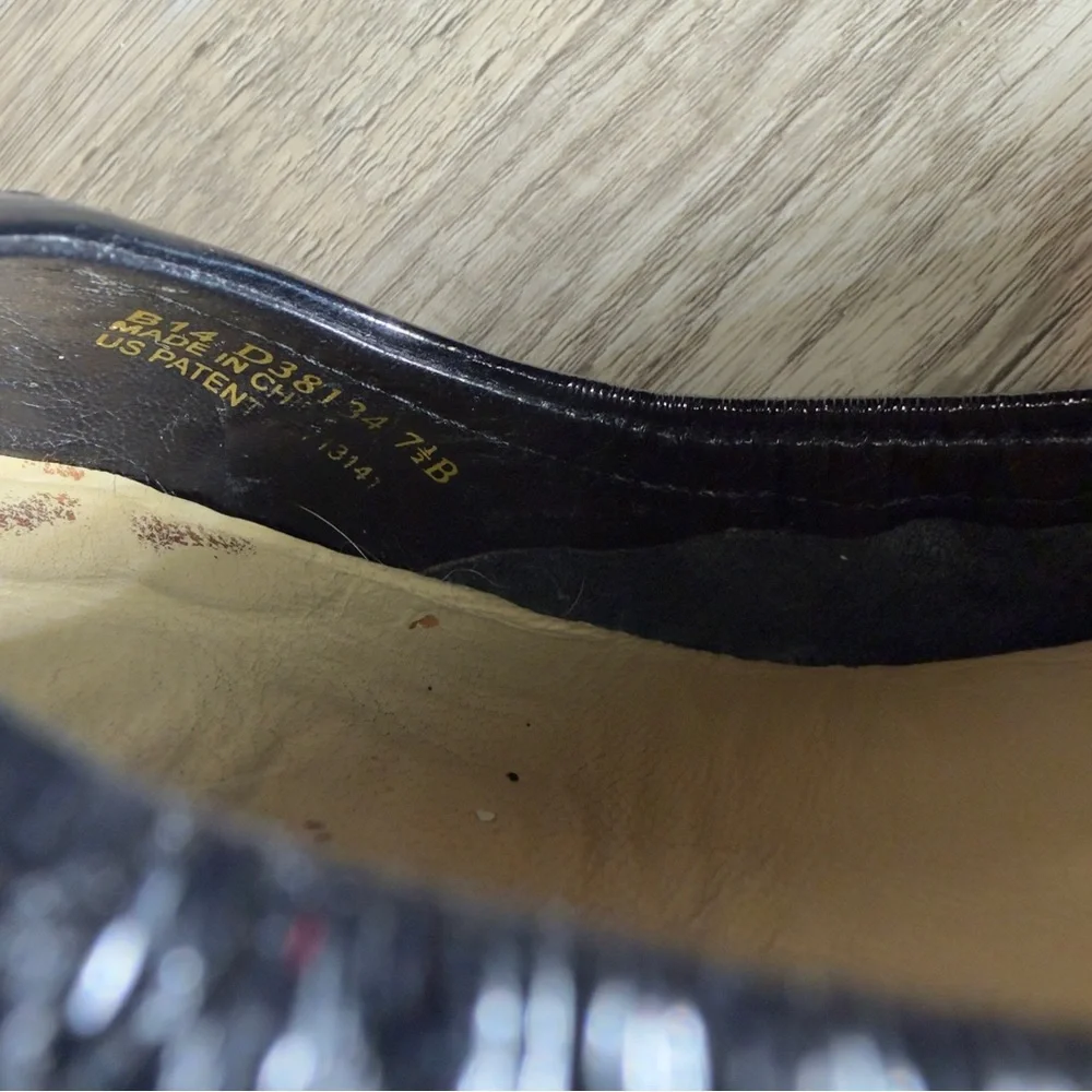 Cole Haan Air Tali Sloane Black Leather Patent Cap Toe Wedge D38134 size 7.5B